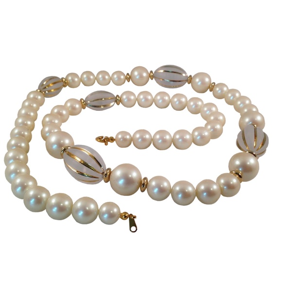 Long Beaded  Faux Pearl Necklace "Gatsby Era" - Picture 1 of 1